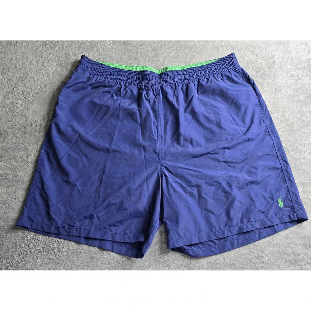 Polo Ralph Lauren Swim Trunks Mens 3XLT Navy Blue Green Pony Lined 6.5